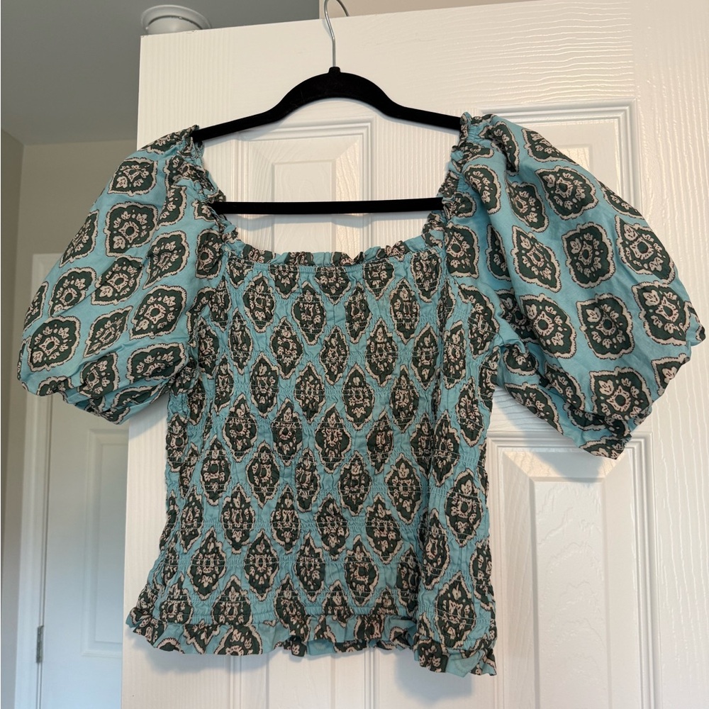 Maurices Blue Puff Sleeve Ruffled Blouse‎